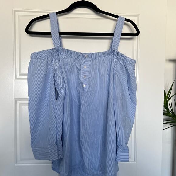 NWOT Kaii off shoulder striped cotton top women’s size large - Picture 2 of 11